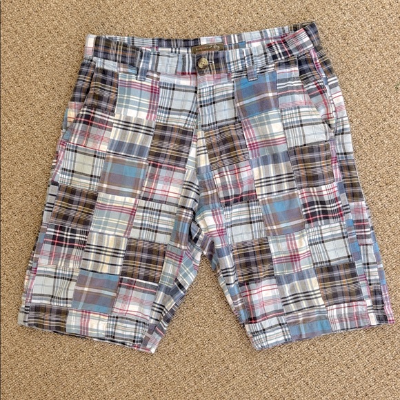 Siegfried vintage men’s madras plaid 100% cotton shorts size 32 classic pockets - Picture 1 of 12